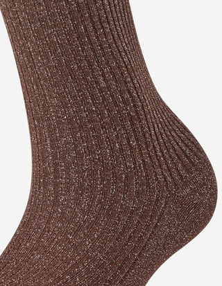Ribbed Shiny Strumpor Mörkbrun