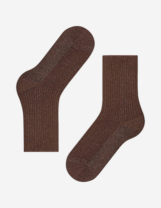 Ribbed Shiny Strumpor Mörkbrun