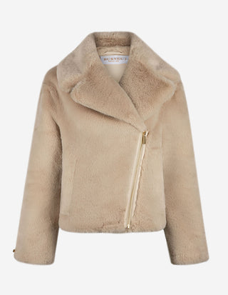 Mimi Faux Fur Jacka Ljusbeige