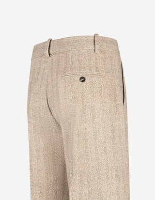 Vid Byxa Bomull Fiskbenmönstrad Beige