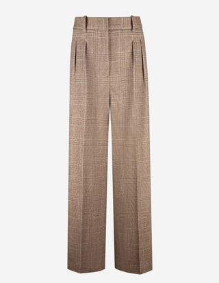 Vid Byxa Bomull Rutig Beige