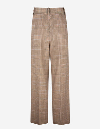 Vid Byxa Bomull Rutig Beige