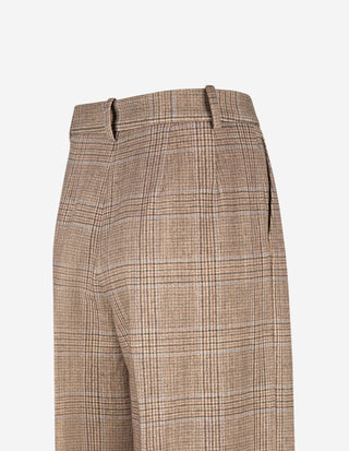 Vid Byxa Bomull Rutig Beige
