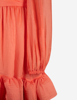 Jadie Klänning V-neck Ruffle Korall