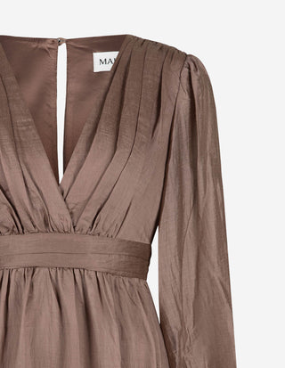 Jadie Klänning V-neck Ruffle Brun
