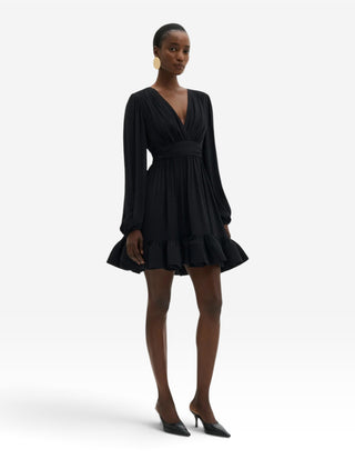 Jadie Klänning V-neck Ruffle Svart