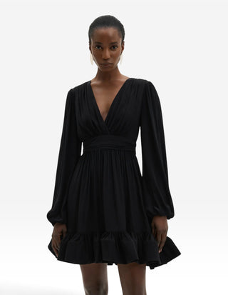 Jadie Klänning V-neck Ruffle Svart
