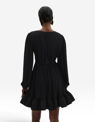 Jadie Klänning V-neck Ruffle Svart