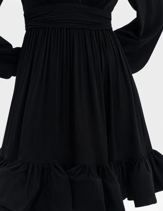 Jadie Klänning V-neck Ruffle Svart
