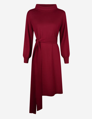 Turtle Neck Klänning Merinoull Burgundy