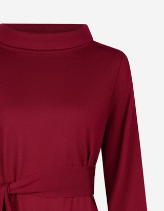 Turtle Neck Klänning Merinoull Burgundy