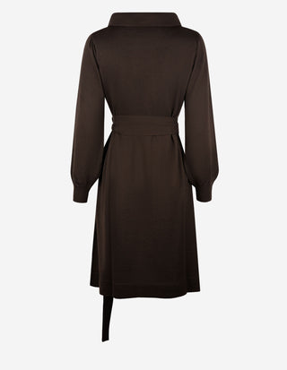 Turtle Neck Klänning Merinoull Mörkbrun