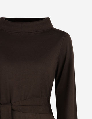 Turtle Neck Klänning Merinoull Mörkbrun