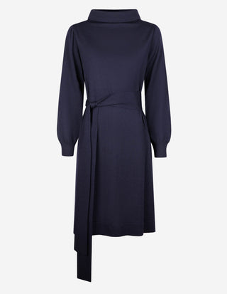Turtle Neck Klänning Merinoull Navy