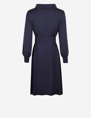 Turtle Neck Klänning Merinoull Navy