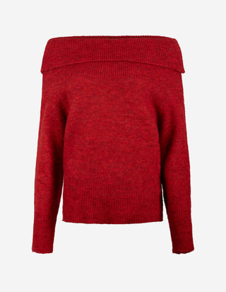 Boat Neck Tröja Mohair Röd