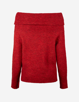Boat Neck Tröja Mohair Röd