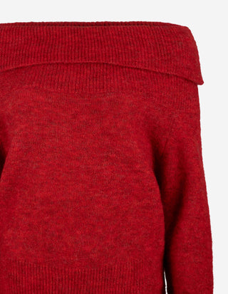 Boat Neck Tröja Mohair Röd