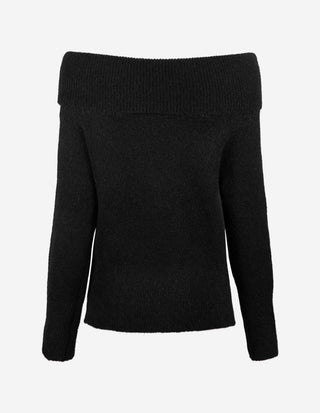 Boat Neck Tröja Mohair Svart