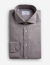 Contemporary Fit Skjorta Twill Rutig Brun