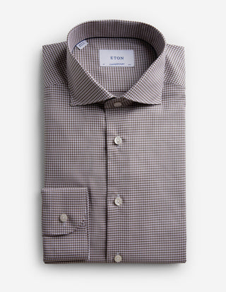 Contemporary Fit Skjorta Twill Rutig Brun