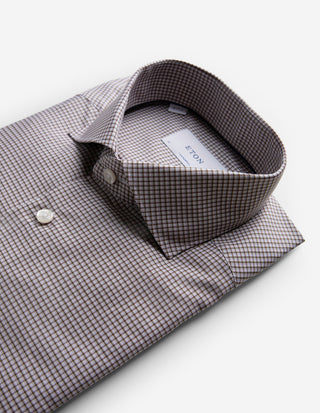 Contemporary Fit Skjorta Twill Rutig Brun