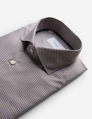 Slim Fit Skjorta Twill Rutig Brun