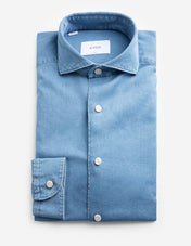 Casual Fit Skjorta Denim Stretch Blå