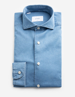 Casual Fit Skjorta Denim Stretch Blå