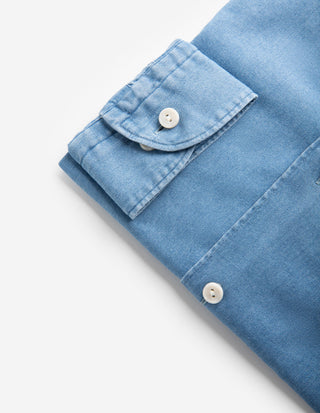 Casual Fit Skjorta Denim Stretch Blå