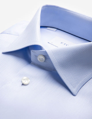 Slim Fit Skjorta Twill Fiskben Ljusblå