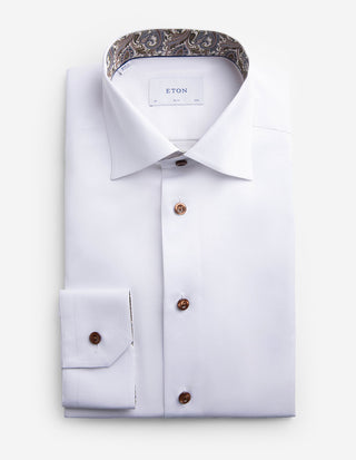 Slim Fit Kontrast Skjorta Vit