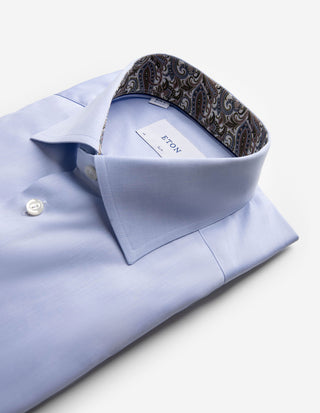 Slim Fit Kontrast Skjorta Ljusblå
