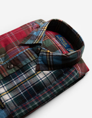 Patchwork Skjorta Bomull Röd/Grön/Blå