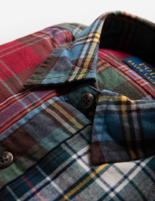 Patchwork Skjorta Bomull Röd/Grön/Blå