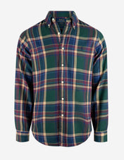 Custom Fit Skjorta Flanell Rutig Grön/Vinröd