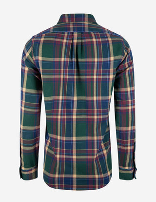 Custom Fit Skjorta Flanell Rutig Grön/Vinröd