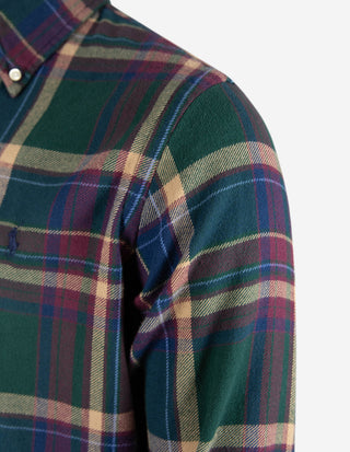 Custom Fit Skjorta Flanell Rutig Grön/Vinröd