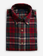 Custom Fit Skjorta Oxford Rutig Röd/Grön