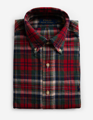 Custom Fit Skjorta Oxford Rutig Röd/Grön