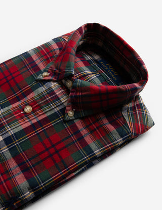 Custom Fit Skjorta Oxford Rutig Röd/Grön
