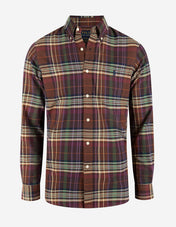 Custom Fit Skjorta Oxford Rutig Brun/Grön
