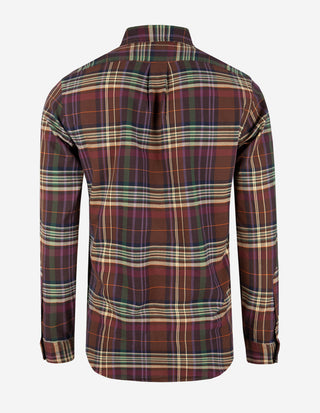 Custom Fit Skjorta Oxford Rutig Brun/Grön