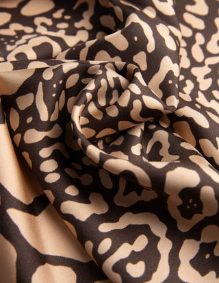 Scarf  Siden Djurmönster Brun/Beige/Burgundy