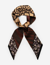 Twilly Siden Djurmönster Grå/Beige/Burgundy