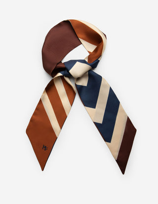 Twilly Siden Randig Navy/Beige/Orange