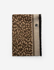 Scarf Ull/Yak Djurmönster Brun/Beige