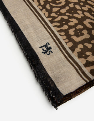 Scarf Ull/Yak Djurmönster Brun/Beige
