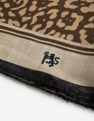 Scarf Ull/Yak Djurmönster Brun/Beige