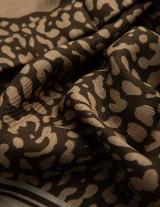 Scarf Ull/Yak Djurmönster Brun/Beige